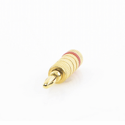 Conector Banana Tipo Tornillo para Bocinas | Instalaciones Profesionales de Audio | Chapado en Oro | Color Rojo (1 Pieza)