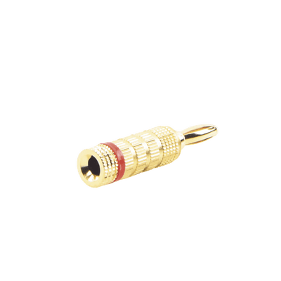 Conector Banana Tipo Tornillo para Bocinas | Instalaciones Profesionales de Audio | Chapado en Oro | Color Rojo (1 Pieza)