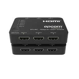 Switch HDMI 5x1 | 18Gbps | 4K@60Hz | YCbCr 4:4:4 | HDR, Dolby Vision y HLG | Soporte 3D | Conmutación Automática y Manual | Diseño Compacto