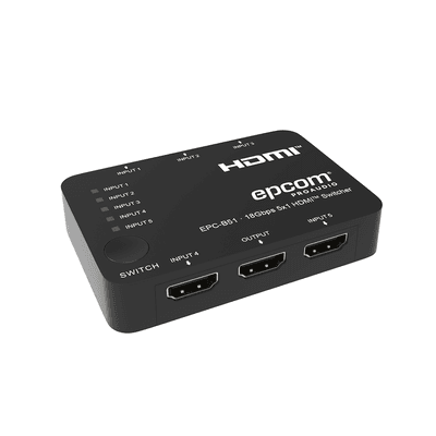 Switch HDMI 5x1 | 18Gbps | 4K@60Hz | YCbCr 4:4:4 | HDR, Dolby Vision y HLG | Soporte 3D | Conmutación Automática y Manual | Diseño Compacto