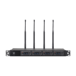 Receptor UHF para 4 micrófonos inalámbricos / Pantalla LCD de cristal liquido 