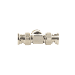 Adaptador de Triple conectores BNC macho para uso en sistemas de video vigilancia en aplicación con cables coaxiales RG-59/ RG-6, Níquel/ Oro/ Politetrafluoroetileno.