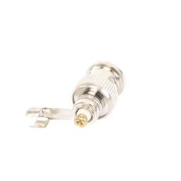 Conector BNC macho en 75 Ohm, para cable coaxial RG-59 / Con base de alivio negra de PVC, Níquel/ Oro/ PTFE.