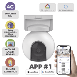 Camara de Batería Recargable  / 4G Multicarrier /  3 Megapixel / Compatible con Panel Solar CS-PSP8 / CS-CMT-SOLARPANEL-E conector Tipo C / Seguimiento Inteligente / Visión Nocturna a Color / Detección humana  / Exterior Con Potecci&o