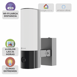 Cámara IP 4 Megapíxel / Wi-Fi / Lampara Integrada / Audio de dos vías / Imágen Nocturna a Color / Detección Humana / Audios Personalizables / Almacena en Memoria Interna / Uso Exterior con Protección