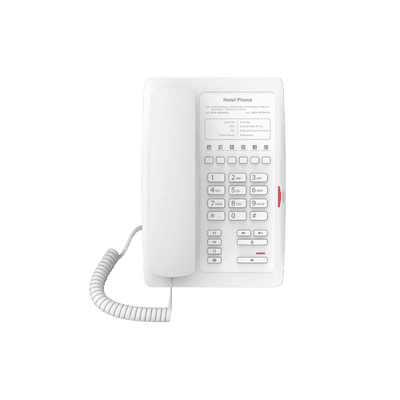 Teléfono IP para Hotelería, profesional con 6 teclas programables para servicio rápido (Hotline), plantilla personalizable con PoE 