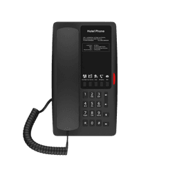 Teléfono IP WI-FI para Hotelería, Puerto USB-A para carga, 5 teclas programables para servicio rápido (Hotline), plantilla personalizable con PoE