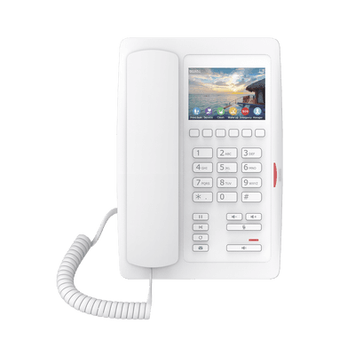 (H5W Color Blanco)Teléfono IP WiFi para Hotelería, profesional de gama alta con pantalla LCD de 3.5 pulgadas a color, 6 teclas programables para servicio rápido (Hotline) PoE