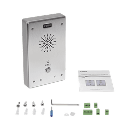 Intercomunicador IP, 2 líneas SIP, 2 relevadores con 2 botónes para llamada, anti-vandálico, IP65 e IK10, PoE