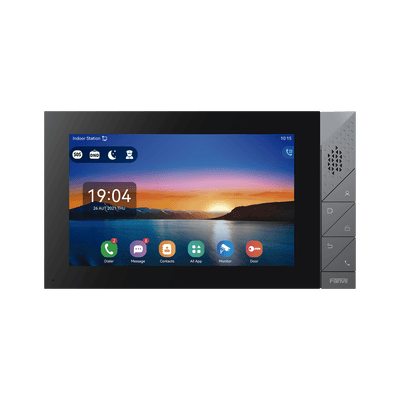 Monitor IP/SIP para interior con Android, Wi-Fi, Bluetooth, pantalla táctil de 7", audio de 2 vías, PoE, 8 interfaces de entrada de alarma.