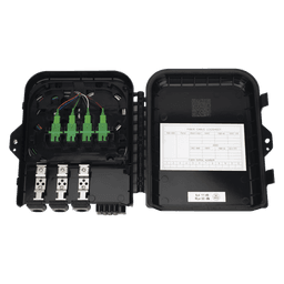 Caja de Empalme FTTx / 24 Fusiones / Splitter 1x8 SC/APC / 8 Acopladores SC/APC / 3 Puertos Troncal / IP65 / Interior-Exterior