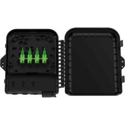 Caja de Empalme FTTx / 24 Fusiones / Splitter 1x8 SC/APC / 8 Acopladores SC/APC / 3 Puertos Troncal / IP65 / Interior-Exterior