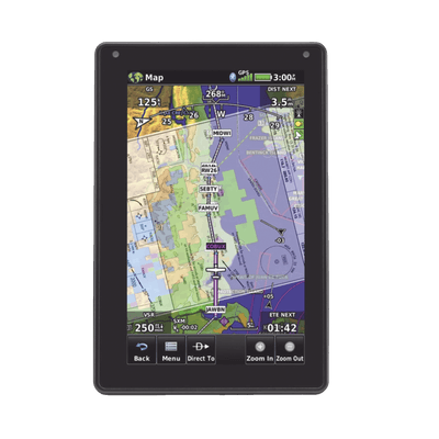 Navegador portátil aera 760, muestra información de trafico aéreo y una excelente visualización por medio de su  pantalla con visión 3D  touch screen.