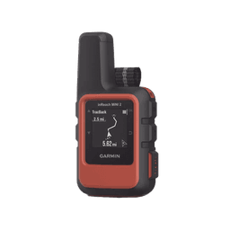 Navegador satelital InReach Mini 2 color naranja, con cobertura global mediante la red Iridium, cuenta con botón de emergencia, batería para hasta 50 horas, GPS y brujula.