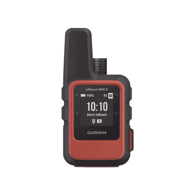 Navegador satelital InReach Mini 2 color naranja, con cobertura global mediante la red Iridium, cuenta con botón de emergencia, batería para hasta 50 horas, GPS y brujula.