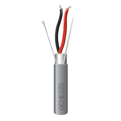 Carrete de 152 m (500 ft) / Cable para Alarma 2x18 AWG / Blindado / Riser / Gris