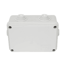 Caja de derivación de PVC Auto-extinguible con 6 entradas, tapa atornillada, 120 x 80 x 50 mm (4.74 x 3.15 x 1.97 in), Para Exterior (IP55)