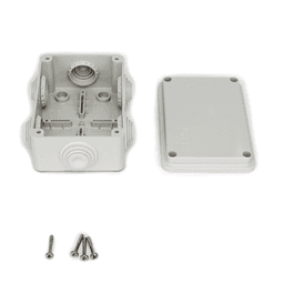 Caja de derivación de PVC Auto-extinguible con 6 entradas, tapa atornillada, 120 x 80 x 50 mm (4.74 x 3.15 x 1.97 in), Para Exterior (IP55)