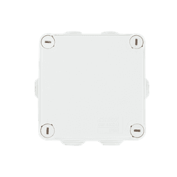 Caja de derivación de PVC Auto-extinguible con 6 entradas, tapa y tornillo de media vuelta de 1/4", 100x100x50 MM (Medidas internas, mayor área permisible para el cable, Para exterior (IP55)