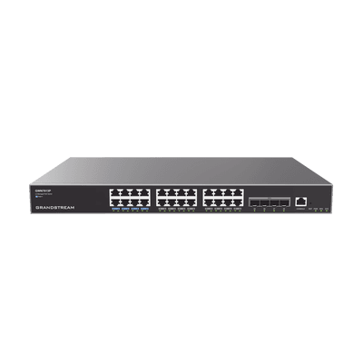 Switch Capa 3 PoE+ Administrable / 24 puertos 10/100/1000 Mbps + 4 Puertos SFP+ de 10 Gigabits / Hasta 360W / Compatible con GWN Cloud.