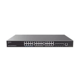 Switch Capa 3 PoE+ Administrable / 24 puertos 10/100/1000 Mbps + 4 Puertos SFP+ de 10 Gigabits / Hasta 360W / Compatible con GWN Cloud.