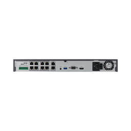 NVR de 12 Megapíxel con Wisenet Wave Embebido / Incluye 4 Licencias / 1TB Incluido / 8 canales / 8 puertos PoE+ / H.265 & WiseStream / E/S de alarma