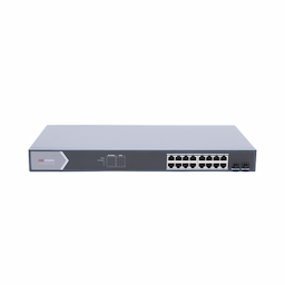 Switch Gigabit PoE+ / Administrable / 16 Puertos 1000 Mbps PoE+ / 2 Puertos SFP / Configuración Remota desde Hik-ParnerPro / PoE hasta 300 Metros / 225 Watts