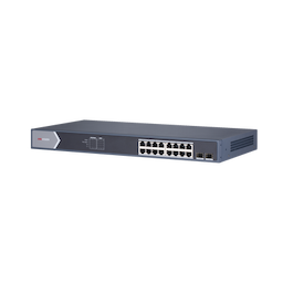 Switch Gigabit PoE+ / Administrable / 16 Puertos 1000 Mbps PoE+ / 2 Puertos SFP / Configuración Remota desde Hik-ParnerPro / PoE hasta 300 Metros / 225 Watts