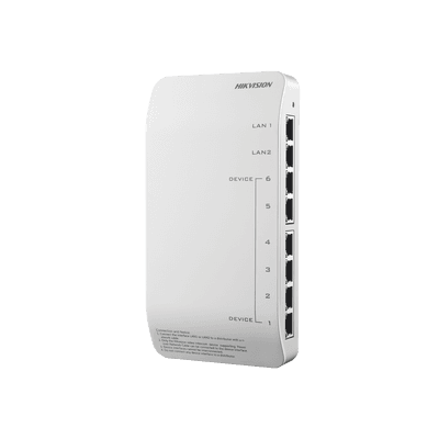 Distribuidor PoE (propietario) de Audio y Vídeo / Soporta Hasta 6 dispositivos / Compatible con Frente de Calle y Monitor IP HIKVISION