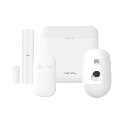 (AX PRO) KIT de Alarma AX PRO / Incluye: 1 Hub con bateria de respaldo / 1 Sensor PIR con Cámara / 1 Contacto Magnético / 1 Control Remoto / WiFi / Compatible con Hik-Connect P2P