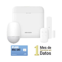 (AX PRO) KIT de Alarma AX PRO con GSM (3G/4G) / Incluye: 1 Hub con bateria de respaldo / 1 Sensor PIR / 1 Contacto Magnético / 1 Control Remoto /1 MICROSIM30M2M incluye 1 mes de servicio/ Wi-Fi / Compatible con Hik-Connect P2P