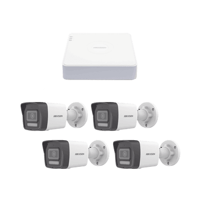 Kit IP 1080p (2 Megapixel) / NVR de 4 Canales con 4 Puertos PoE / 4 Cámaras IP Bala ColorVu Lite y ACUSENSE Lite / Micrófono Integrado