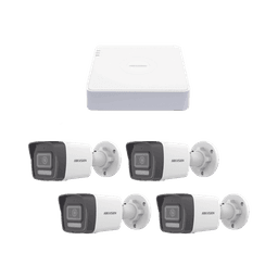 Kit IP 1080p (2 Megapixel) / NVR de 4 Canales con 4 Puertos PoE / 4 Cámaras IP Bala ColorVu Lite y ACUSENSE Lite / Micrófono Integrado