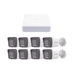 Kit IP 1080p (2 Megapixel) / NVR de 8 Canales con 8 Puertos PoE / 8 Cámaras IP Bala ColorVu Lite y ACUSENSE Lite / Micrófono Integrado