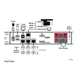 Gateway de Gestión Ambiental para Data Center GUARDIAN / Plataforma de Monitoreo con 3 Puertos de Sensores y Soporte de Hasta 16 Dispositivos por Puerto / 40 m (131.2 ft) de Cable por Puerto / Interfaz Web GUI / Protocolos SNMP - SMTP - HTTPS - BAC