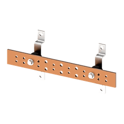 Barra de Tierra para Telecomunicaciones De Cobre Electrochapado / 0.25 x 4.00 x 12.00 pulgadas / 12 Puntos de Conexión / Incluye Soportes y Conectores / Anticorrosivo