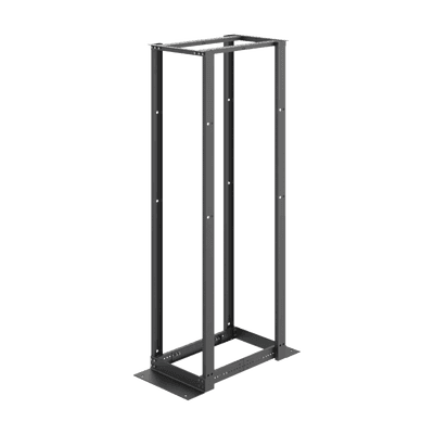 Rack de Cuatro Postes Estándar de 19", Rieles Numerados y Roscados #12-24, Profundidad Ajustable de 450 a 1050 mm, 45 Unidades de Rack, Color Negro