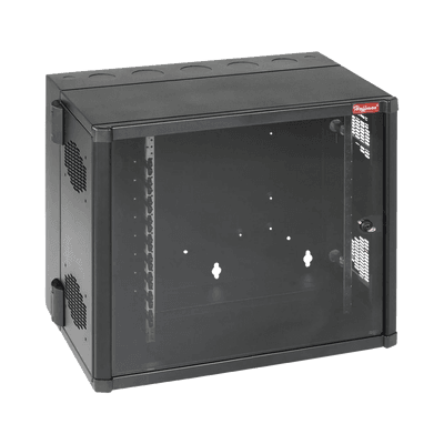 Gabinete AccessPlus de Montaje en Pared de 19in, Rieles Numerados y Roscados #10-32, Puerta con Ventana de Seguridad, 700 mm de Ancho, 637 mm de Profundidad, 12 UR, Color Negro