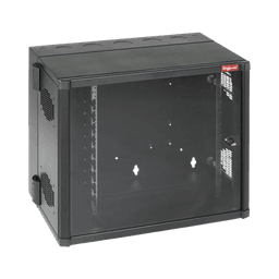 Gabinete AccessPlus de Montaje en Pared de 19in, Rieles Numerados y Roscados #10-32, Puerta con Ventana de Seguridad, 700 mm de Ancho, 637 mm de Profundidad, 12 UR, Color Negro