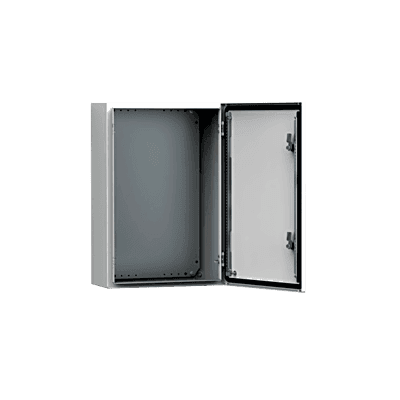 Gabinete de Uso Exterior MAS 500 x 400 x 210 mm NEMA 4/12/13; IP66; IK10 de Acero Dulce 1.5 mm con Platina de Montaje Incluida Color Gris Claro