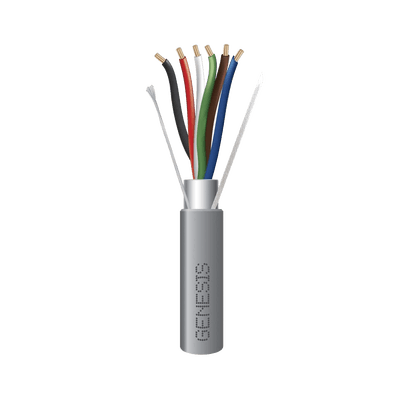 Bobina de 152 Metros de Cable / 6 x 22 AWG BLINDADO / Riser / Color Gris / Para Aplicaciones de Audio, Seguridad y Control