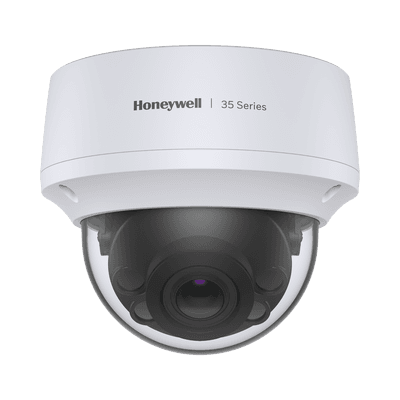 Domo IP 5 Megapixel / Lente Mot. 2.7 a 13.5 mm / 50 mts IR / Ultra Baja Iluminación /  NDAA / ONVIF /  IP67 / IK10 / H.265 / IA (Filtro de Humanos y Vehiculos) / Merodeo / Conteo de Personas / PoE / Audio y Alarmas I/O / Serie 35 