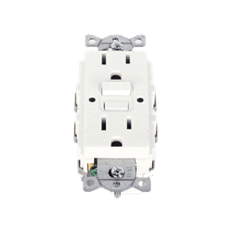 Contacto de Auto-verificación GFCI con Interruptor de Falla a Tierra de 15 A 125 V 2 Polos, 3 Hilos Color Blanco (Nema 5-15R), Grado Comercial.