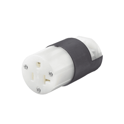 Conector Entrada Recta/ 20 A 125V/ 2 Polos 3 Hilos/ Nema 5-20 R/ Grado Industrial- Comercial / Color Negro-Blanco.