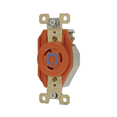 Receptáculo Sencillo de Media Vuelta/ 20 A 250 V CA / 2 Polos 3 Hilos / Nema L6-20R.