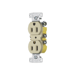 Contacto Duplex 15A 125V/ 2 Polos 3 Hilos / Cableado posterior y lateral / Nema 5-15R / Color Marfil.