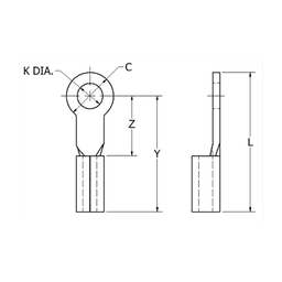 Zapata Terminal de Ojillo  para Tornillo 3/16" (5 mm) y Cable Calibre 16-14 AWG.