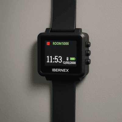 Reloj Receptor Inalámbrico de Muñeca / Display LCD a Color / Batería Recargable / Indicación Visual y Acústica de Alarmas / Almacena hasta 3000 Caracteres / Conexión Inalámbrica por Radiofrecuencia