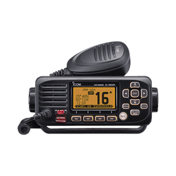 Radio móvil marino ICOM, Tx: 156.025-157.425MHz, Rx: 156.050-163.275MHz, 25W de potencia, sumergible IPX7 incluye: micrófono, cable de alimentación y accesorios