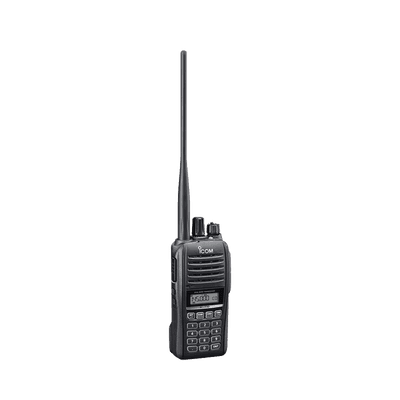 Radio portátil doble banda VHF/UHF, con 5 W de potencia de RF en ambas bandas.